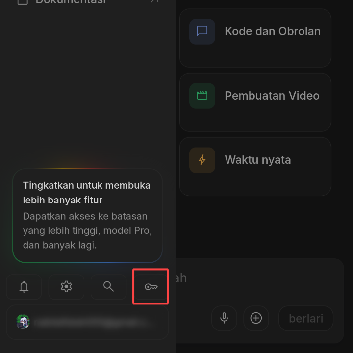 Open the API key menu