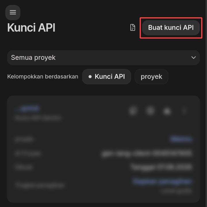 Click Create API key
