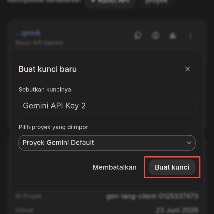 Click Create key
